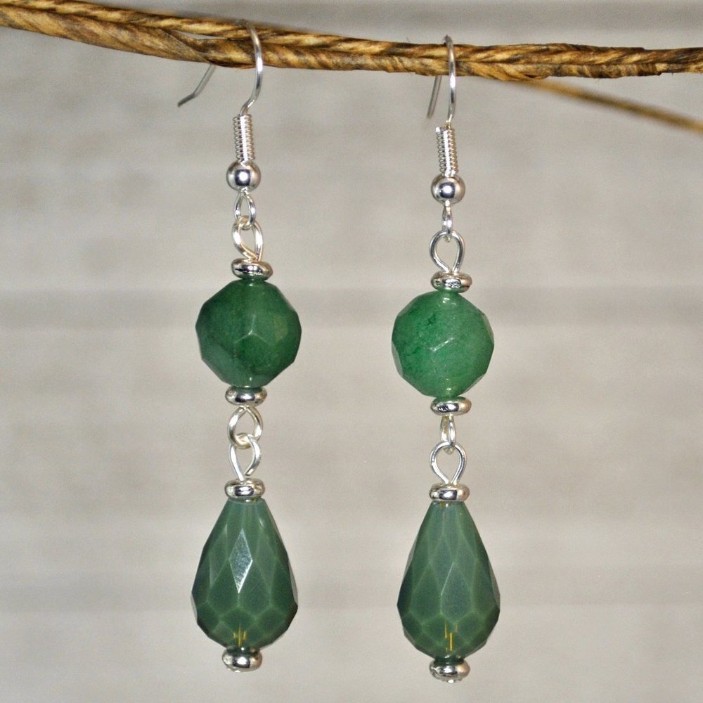 Aventurine & Green Crystal Earrings Handmade​​​​